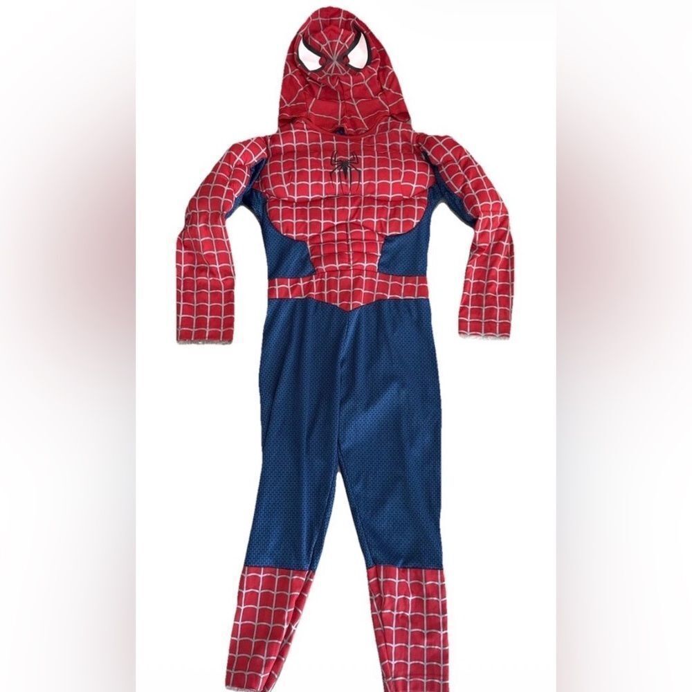 Ruby’s  SPIDER-MAN Halloween Costume Kids Child 10-12 Muscles Hood Mask Large